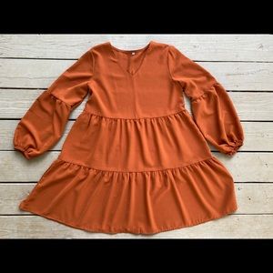 Women’s rustic orange long sleeve dress